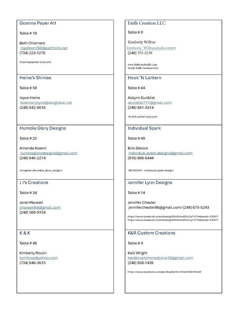 MHG Holiday Expo Maps + Vendor List - Final 11.14.2024 Page 5